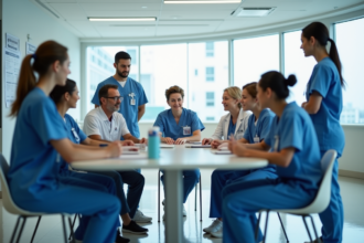 Groupe de professionnels de santé dans un hôpital