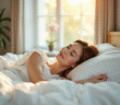 Femme dormant paisiblement dans une chambre lumineuse