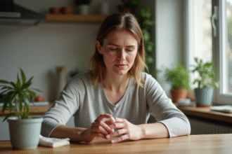 Femme appliquant une creme naturelle sur ses mains atteintes d'eczema