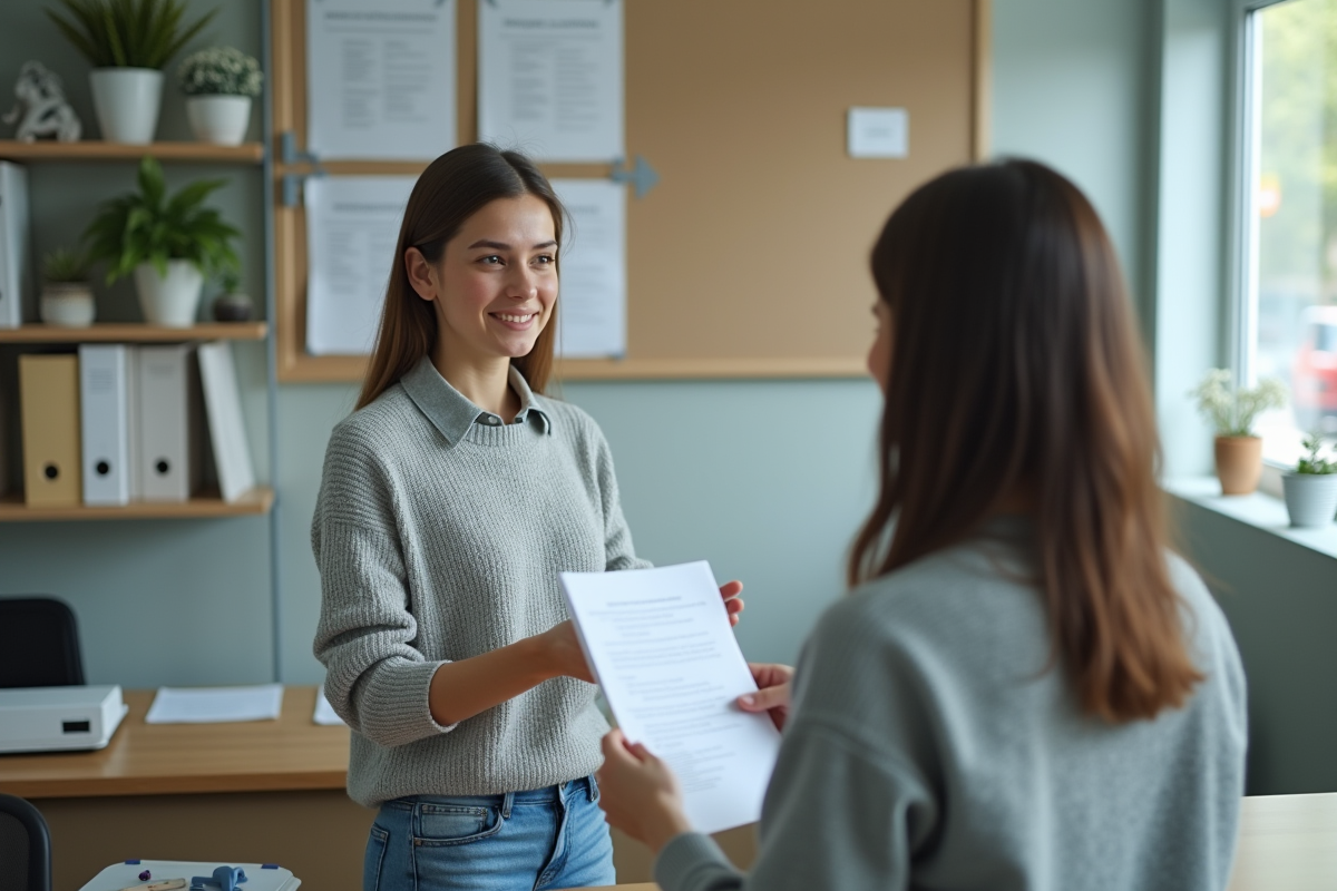 Jeune femme au comptoir d