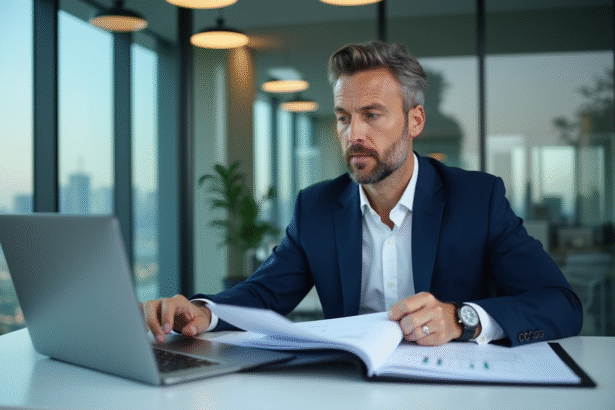 Homme d'affaires concentré dans un bureau moderne
