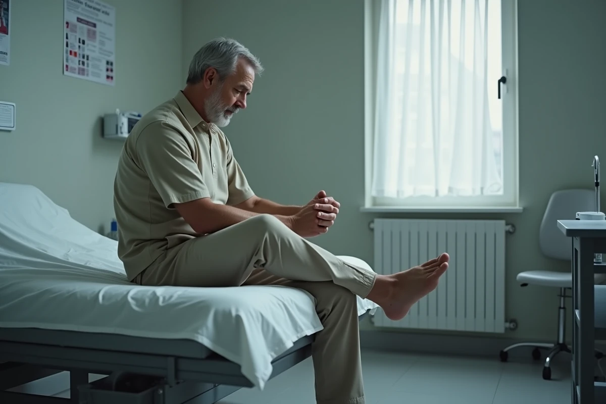 Homme inquiet assis sur un lit d