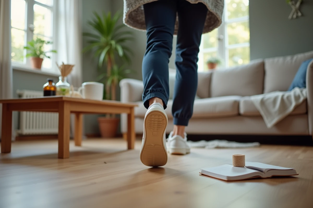 Femme marchant avec des semelles orthopédiques pour soulager l'épine calcanéenne au quotidien