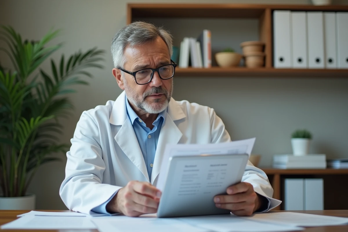 Médecin consultant des documents médicaux sur les compléments alimentaires minceur