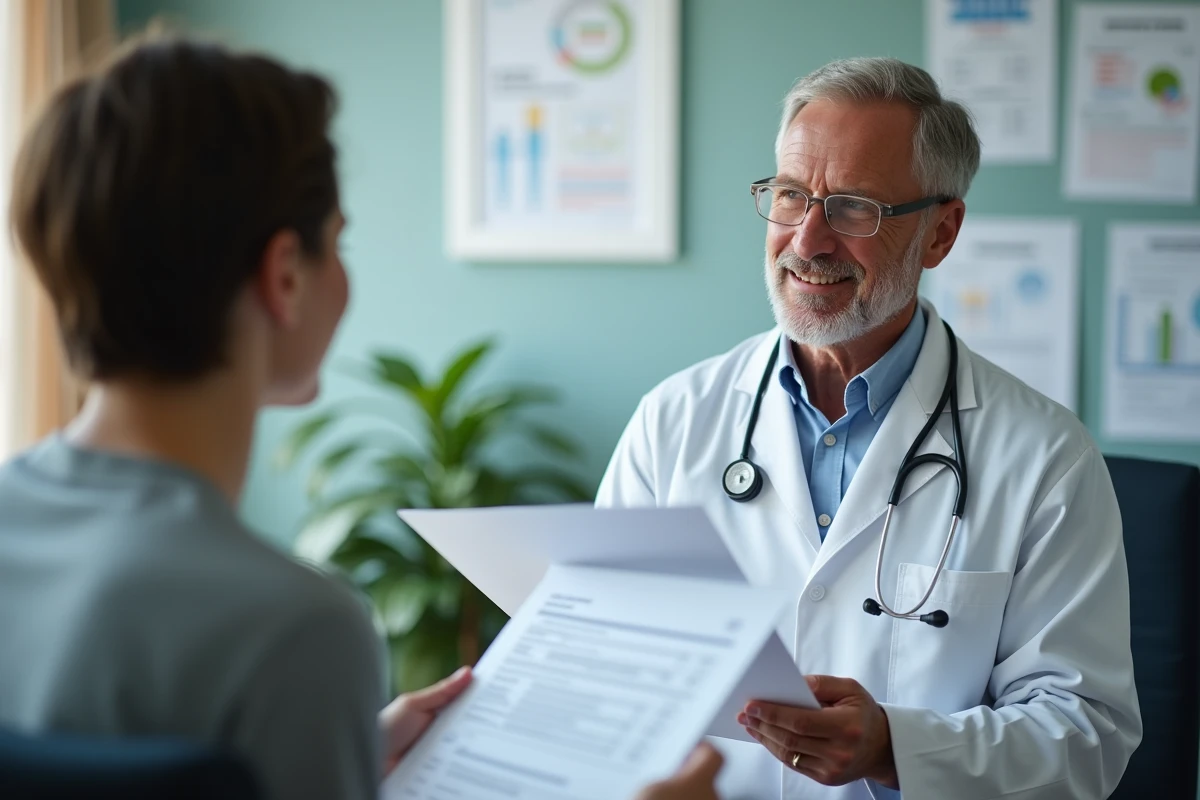 Médecin expliquant des résultats de laboratoire à un patient