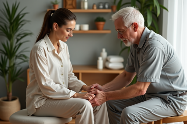 Femme relaxee recevant une acupressure du pied